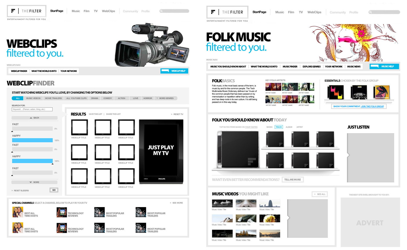 The Filter Website Prototypes